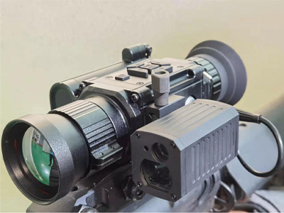 Night vision thermal imaging rifle scope with laser range finder